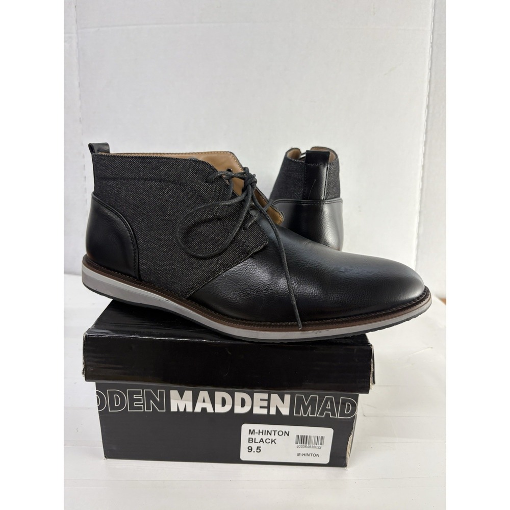 Steve Madden Hinton Black MEN'S Chukka Dress Boots Lace-Up Size 9.5M